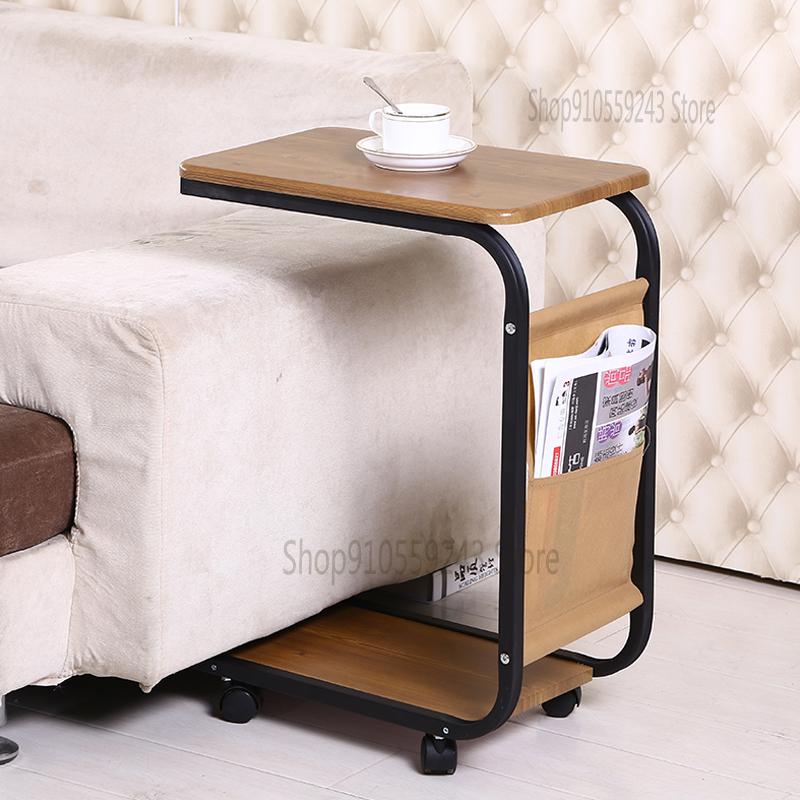 Movable Small Coffee Table Simple Mini Bedroom Small Square Table Sofa Side Table With Roller Balcony Small Side Table: 4