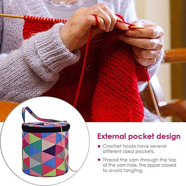 1PC Wool Yarn Bag Knitting Bag Oxford Cloth Crochet Organizer Yarn Knitting Tote Bag For Crochet Hook Knitting Needles Yarn Ball: B