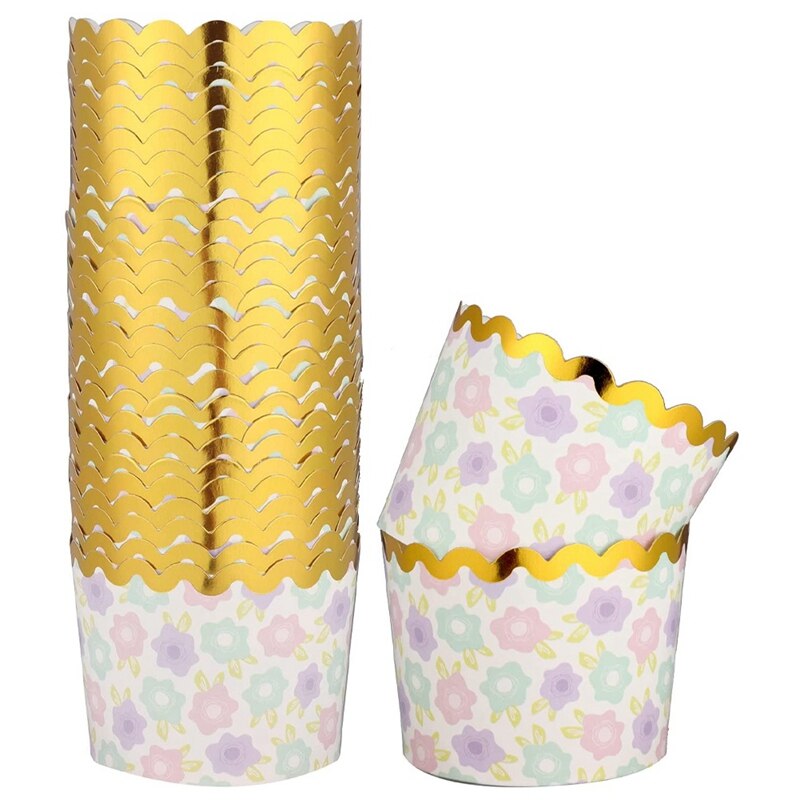 50 Pcs Colorful Greaseproof Paper Baking Cups 5 Oz Cupcake Paper Liners Disposable Muffin Cases Cupcake Containers: Chocolate