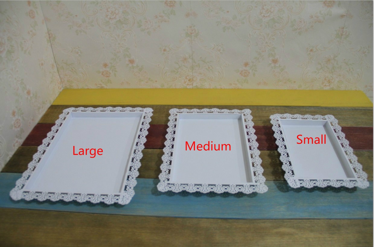 Wit Europese Bruiloft Iron Cake Cake Dessert Gebak Fruit Show Tray Thee Dessert Dessert Dienblad Lade: M length36width26cm