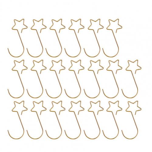 Crochet de suspension en forme de S, 20 pièces, crochet de suspension en métal pour arbre, motif étoile, pour couronne de noël, décoration d'arbre, pour la maison: Golden