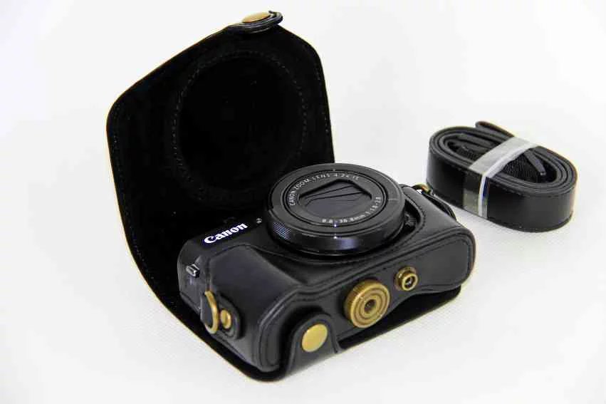 Funda de cuero PU para cámara Canon powershot G7XII G7X II G7X Mark II con correa para el hombro, 4 colores a elegir