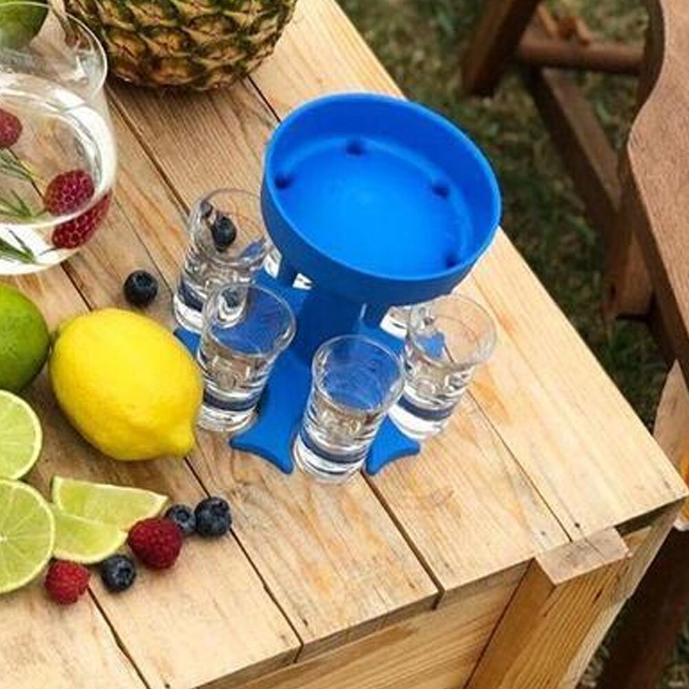6 Shot Glass Dispenser Party Wine Pour Artifact Beer Whisky Dispenser Holder Portable Bar Accessory Party Games Drinking Tools: blue