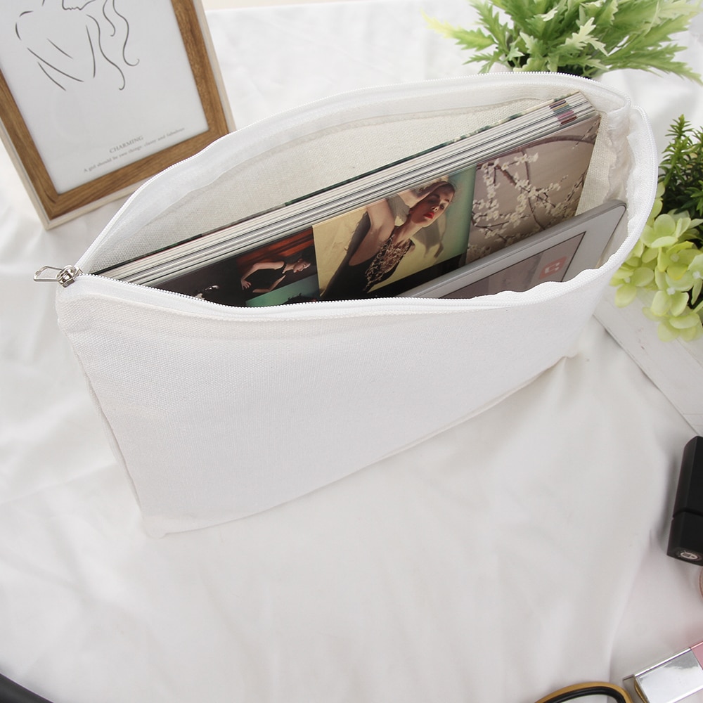 Bolsas de lona blancas brillantes, para manualidades DIY, bolsa Cosmatic 11 3/4x9 1/2 pulgadas