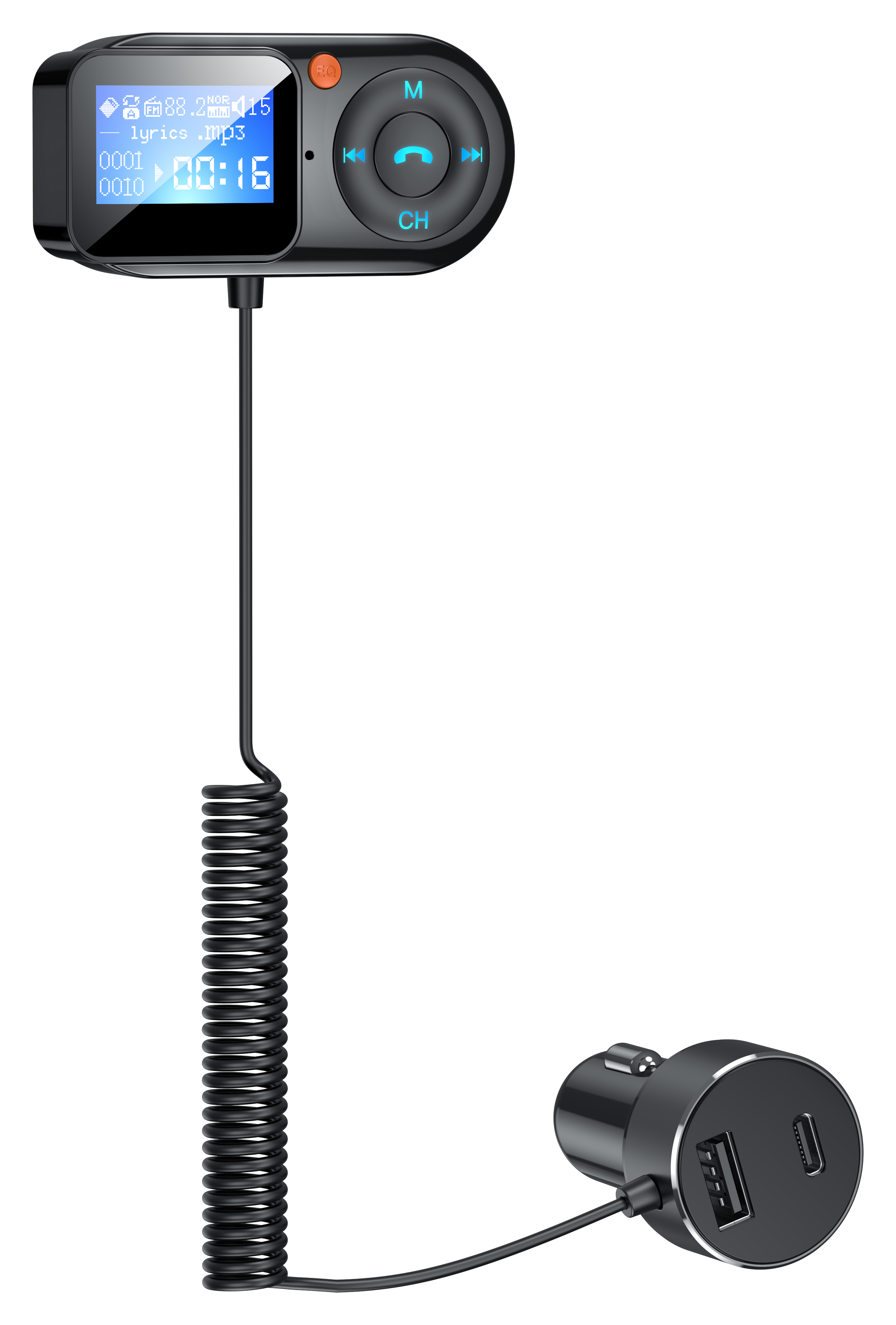 Handsfree Carkit Draadloze Bluetooth 5.0 Lcd MP3 Speler Auto Fm-zender Usb Charge 2.4A PD18W Auto Accessoires Fm Modulator