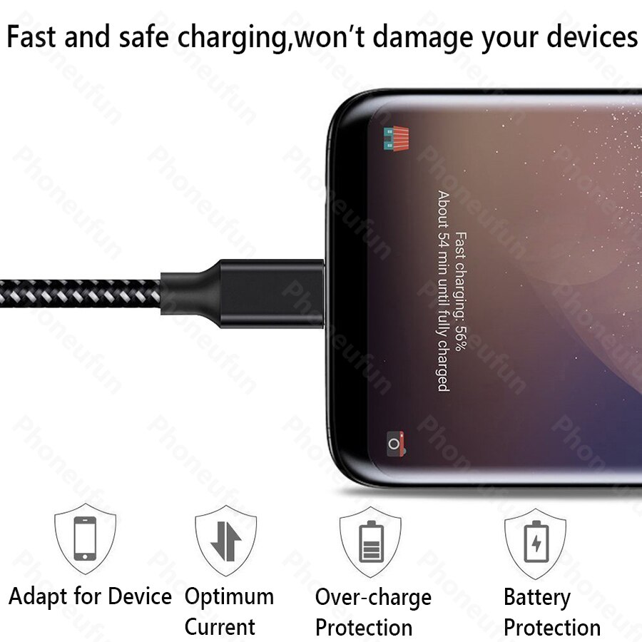 1M 2M 3m 3A Charge Rapide USB Type-c Câble De Chargeur Pour Samsung Galaxy S10 S10e S9 S8 Plus A70 A80 A50 A20S Note 9 8 1 2 3 Mètres