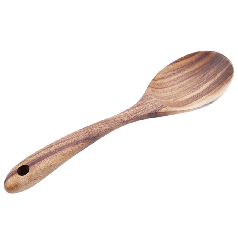 Kitchen Natural Wooden Spoon Fork Large Salad Dinner Serving Spoons Server Wood Fork Spoon Cutlery Set Wooden Utensils Tableware