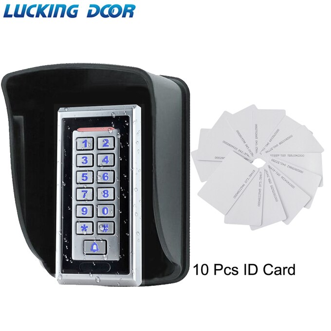 Backligt 125Khz Rfid Standalone Toegangscontrole Systeem IP65 Waterdichte Metalen Toetsenbord Proximity Kaart 1000 Gebruikers Toegang Controler: AC and Cover 10card