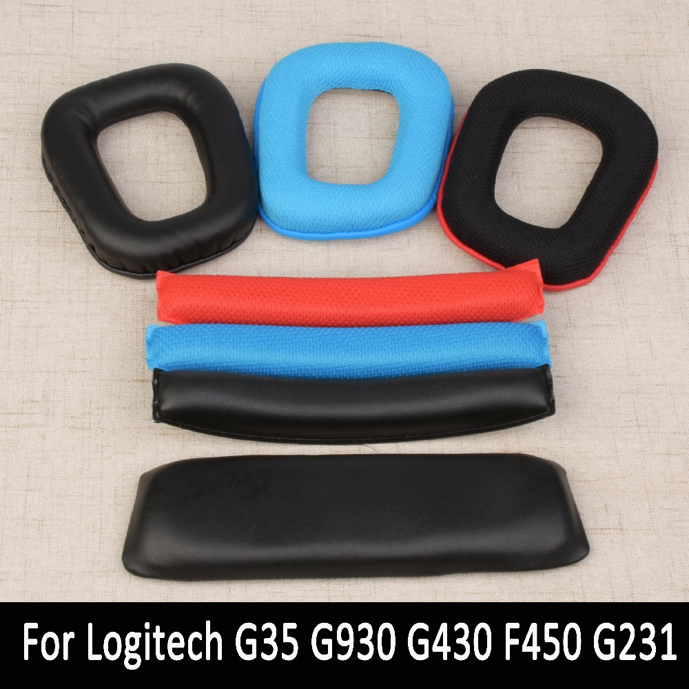 Copri-auricolari per cuffie per Logitech G35 G930 G430 F450 cuscinetti per cuffie cuscinetti auricolari di ricambio spugna per fasci di testa