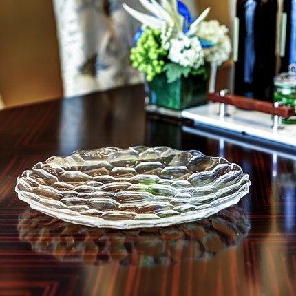 Assiette de fruits en verre de cristal Style européen, plateau ménager épais et Transparent, seau de fruits, assiette de noix séchées