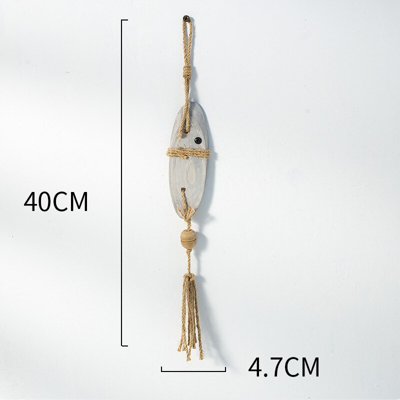 Colgante de estilo mediterráneo de peces de madera, arte de pared, artesanías Vintage, decoración del hogar, accesorios de adorno de tema náutico: D