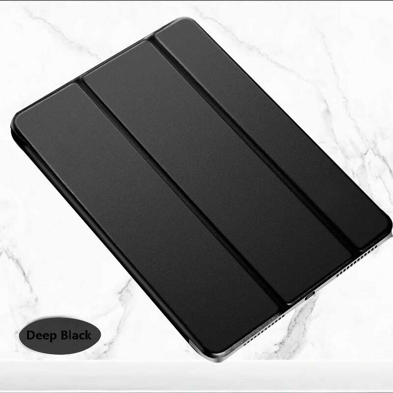 Yksivärinen tablet-kotelo huawei mediapadille  t3 10 9.6 tuuman pu-nahkainen taitettava jalustan kansi ags -w09/l09/l03 protector funda: Syvä musta
