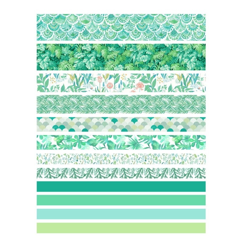 12 stuks/set groene planten washi tape effen kleur afplakband decoratieve plakband sticker scrapbook dagboek briefpapier