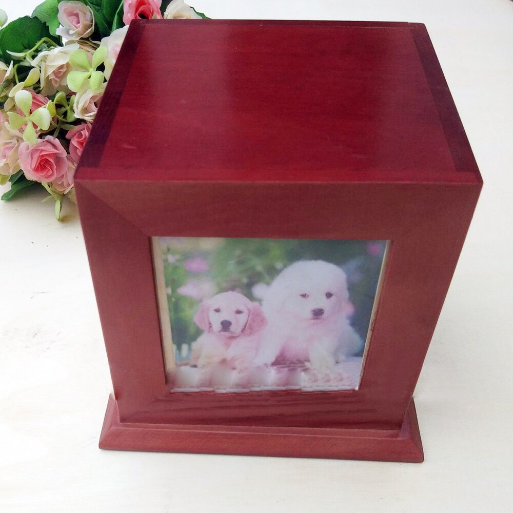 Pinevood kiste kiste funeraire mindesmærke hund kat urner fotoboks kæledyr kremering urne souvenir lille dyr urne: Default Title