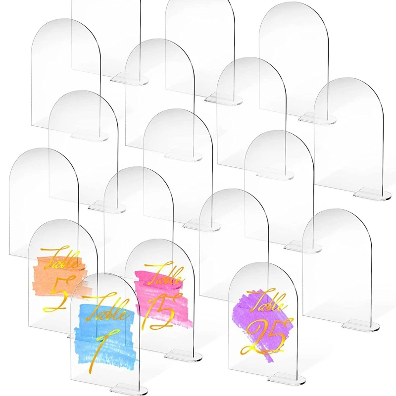 Panneau acrylique en arc transparent avec support, signes de nom vierges, porte-numéro de Table en arc, plaque pour décoration de mariage, 5 à 10 pièces: Rouge