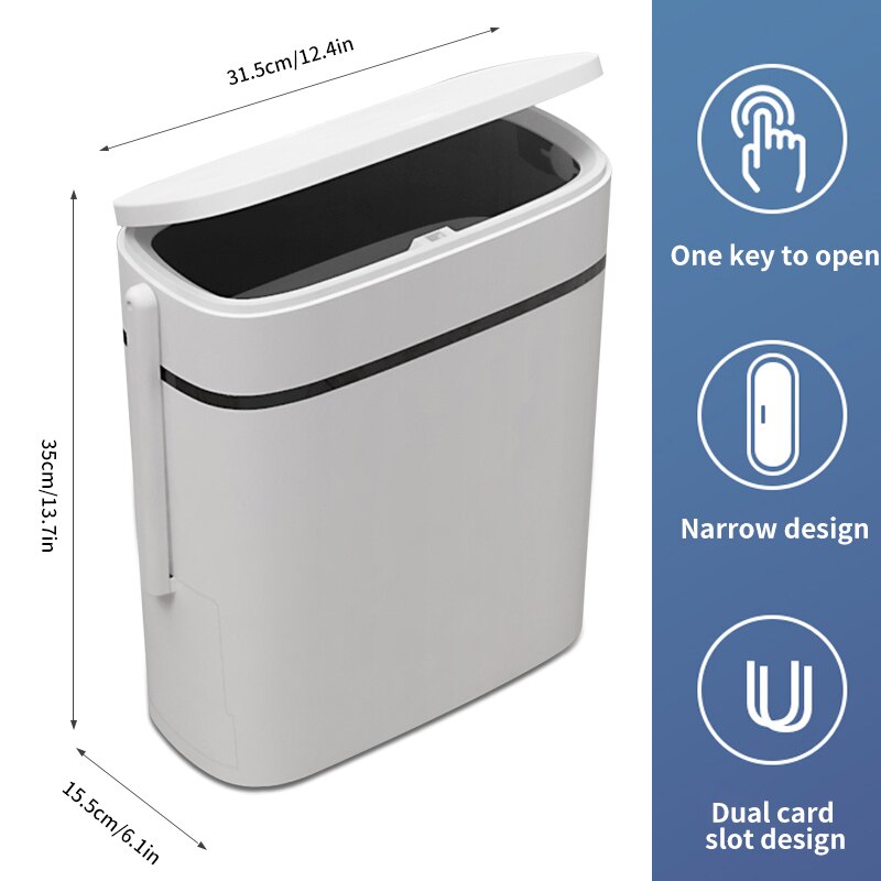 14L cepillo de baño papelera tipo prensa de inodoro papelera cesto de basura hogar Baño inodoro impermeable estrecha costura: Default Title