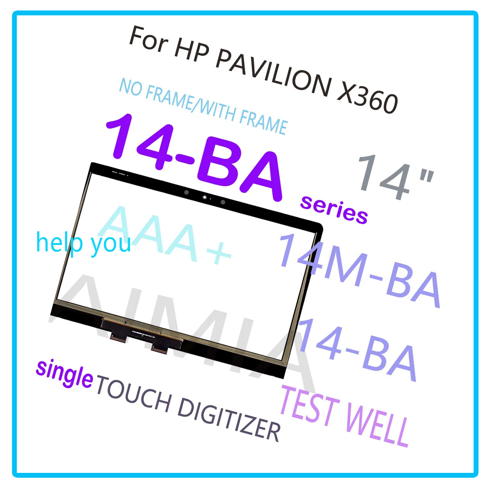 14.0 " touch digitizer for hp pavilion  x360 14m-ba 14- series touchscreen panel with frame, non-lcd replacement