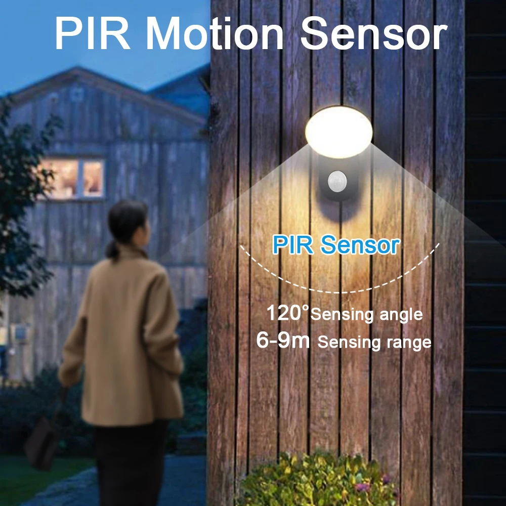 Pir-bevægelsessensor led-udendørs væglampe 12w ip65 vandtæt aluminium havelampe verandalampe korridor indgang væglampe indendørs armatur