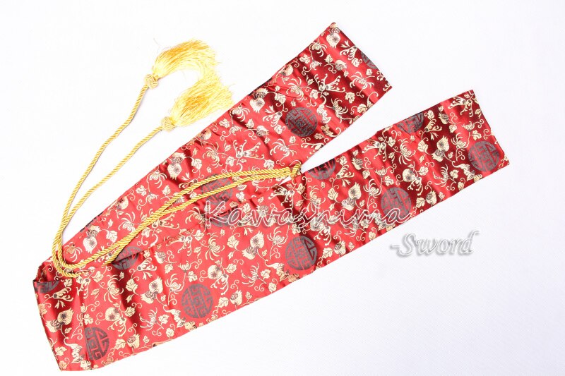 Japanischen Samurai Schwert Silk Tasche Rot Gold Farbe Bestickt Blume Für Katana/Wakizashi Neue versorgung