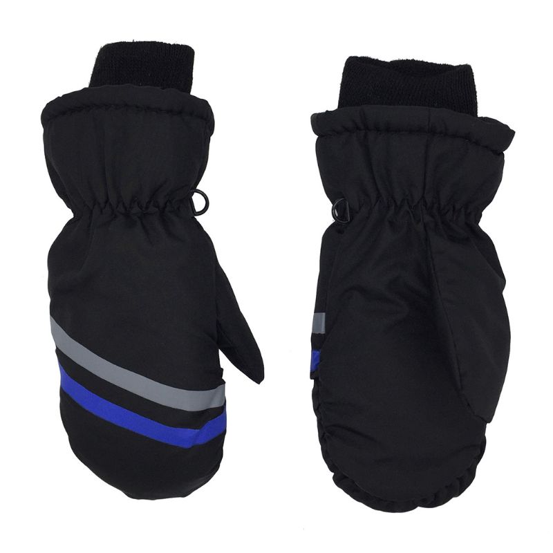 Gants de Ski épais et chauds pour enfants | Gant d'hiver pour garçons et filles à imprimé géométrique, gant coupe-vent pour 5 à 9 ans: 52-Black