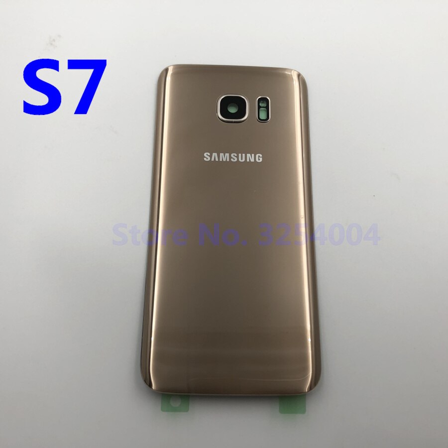 Para Samsung Galaxy S7 Edge G935 S7 G930 batería cubierta trasera carcasa de repuesto piezas de reparación + Marco de lente de cristal de la cámara del oído: S7  Gold