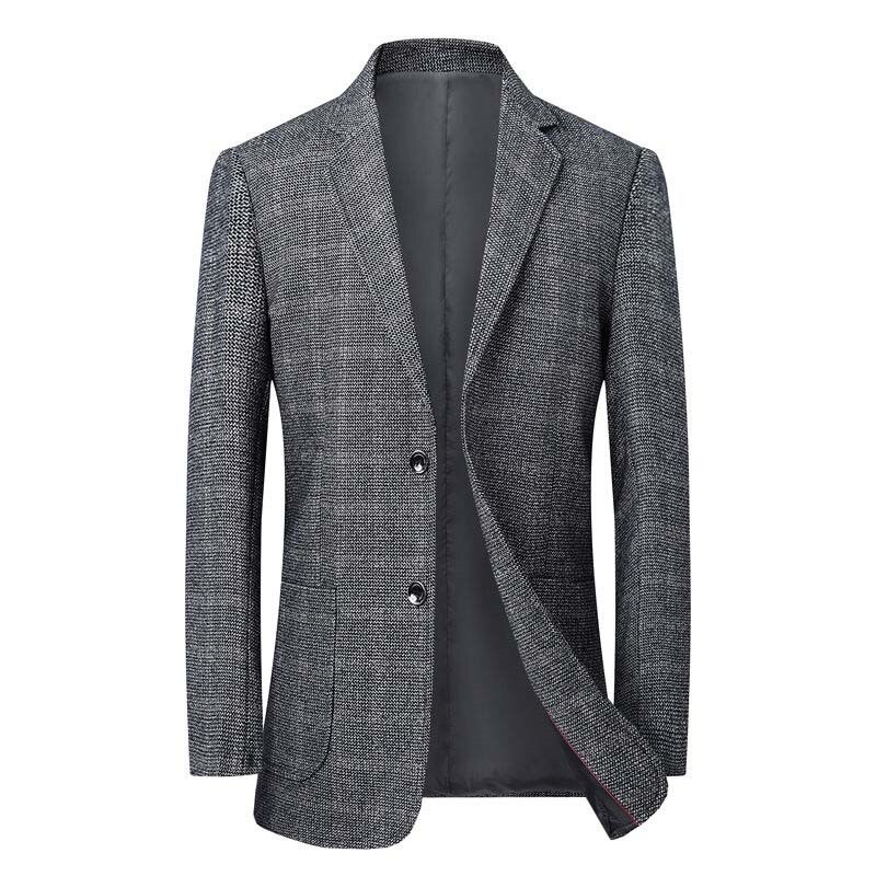 Men Blazers Fleece Wool 4XL 5XL Autumn British Plaid Male Slim Fit Business Casual Coat Men Brand Outwear Suit Jacket: gray / 5XL