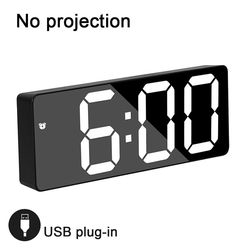 LED Digital Smart Projector Alarm Clock Table Electronic Desktop Clock USB Wake Up With 180° Time Projector Snooze Alarm Clock: B03 No projection