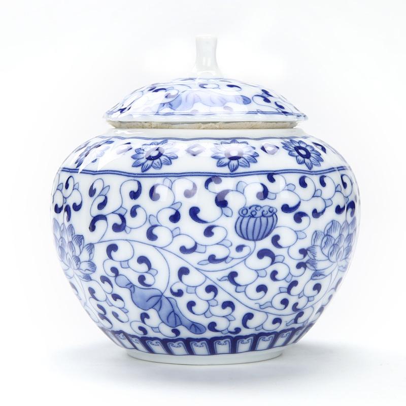 Ceramic Tea Caddies Tea Culture Blue And White Porcelain Storage Bottle Jar Tea Box Candy Salt Seasoning Snack Storage Container: 1