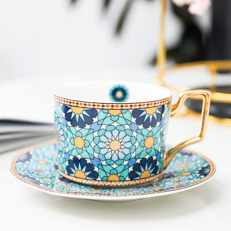 Marokko Stil Kaffee Tische Tasse mit Untertasse Porzellan Tasse einstellen für Heimat Küche Büro Tisch Getränk für Hochzeit: 2