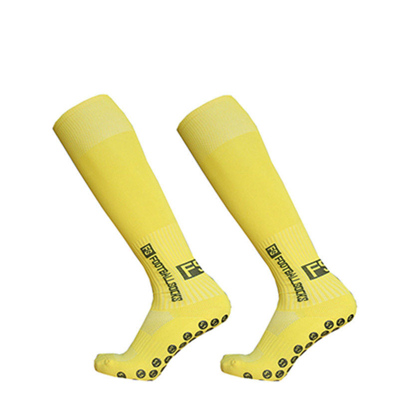 Mannen Vrouwen Lange Fs Sport Voetbal Sokken Siliconen Zuignap Grip Anti Slip Voetbal Sokken: yellow