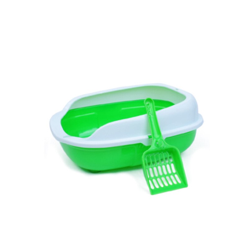 Open top Cat Litter Box Rimmed High Sides Plastic Pet Litter Box with Scoop#: Green