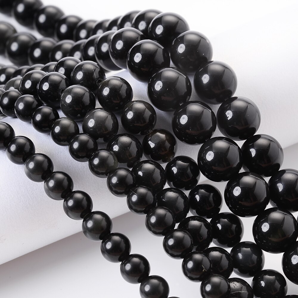 4/6/8/10/12mm Obsidian Round Natural Stone Bead Loose Spacer Beads for DIY Jewelry Making Bulk Bracelet Necklace Accessroies