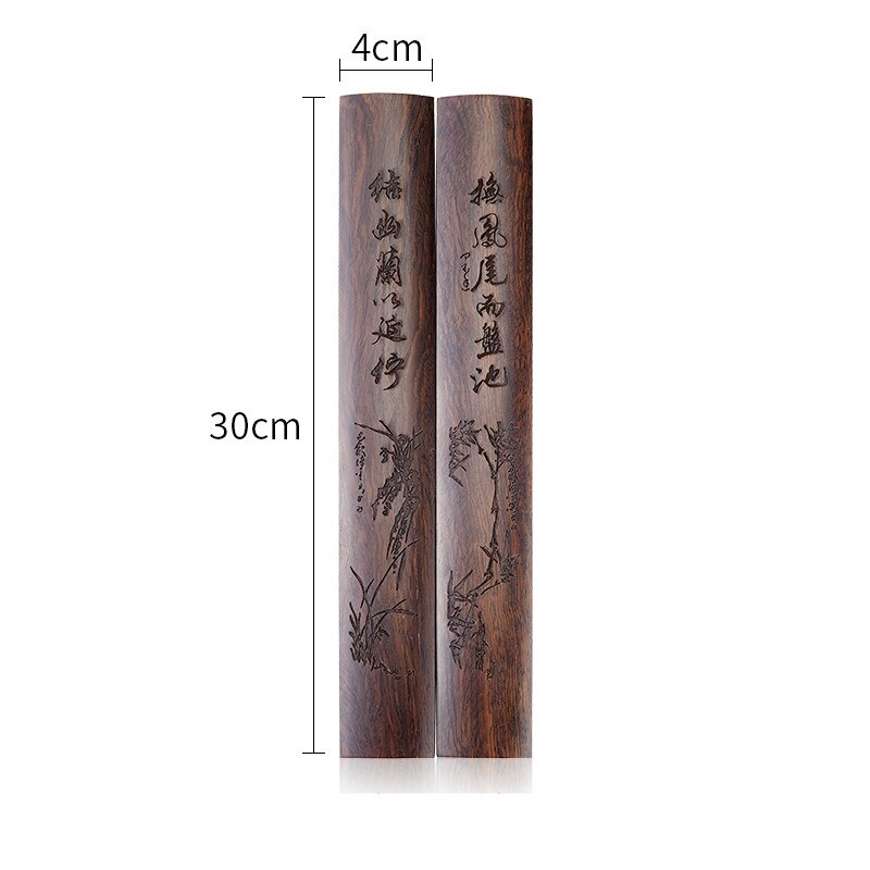 2pcs Paperweight Solid Wood Chinese Calligraphy Special Paperweights Classical Carving Crafts PaperWeight Stationery Supply: B