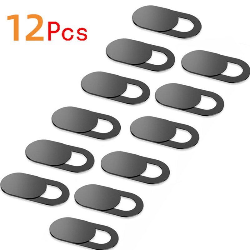 Camera cover Shutter Magnet Slider metal WebCam Cover For Pad Tablet Web Laptop PC Camera Mobile Phone Lenses Privacy Sticker: 12 pcs Black