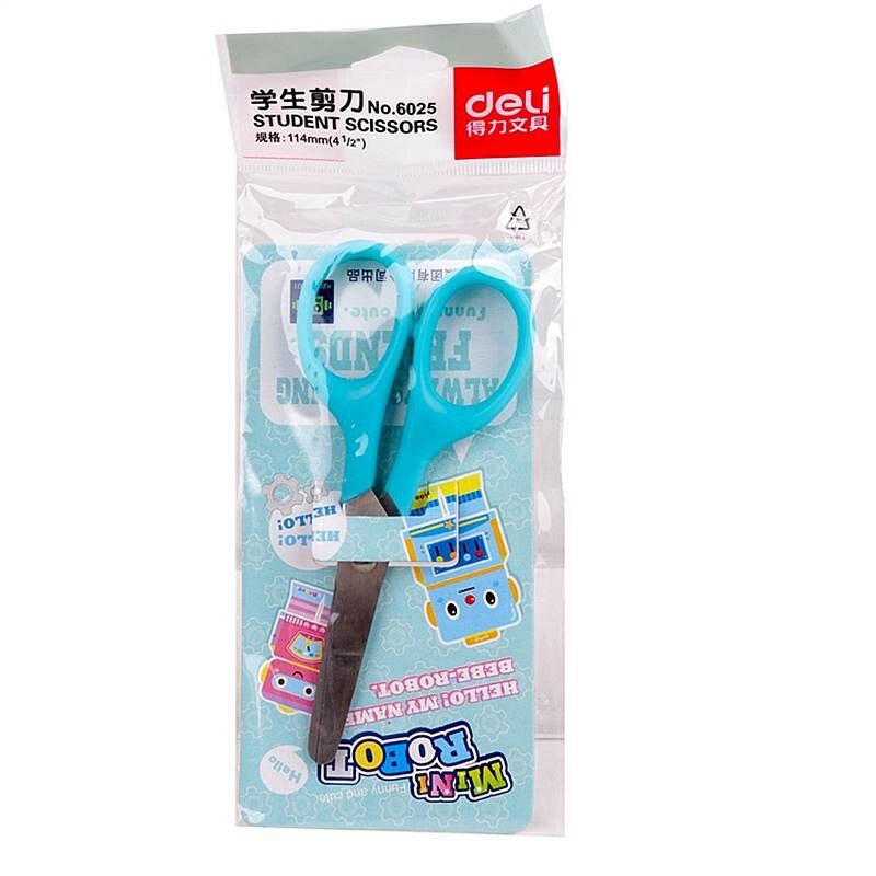 Deli 6025 Student Scissors 114mm(4.5') stainless scissors retail packing