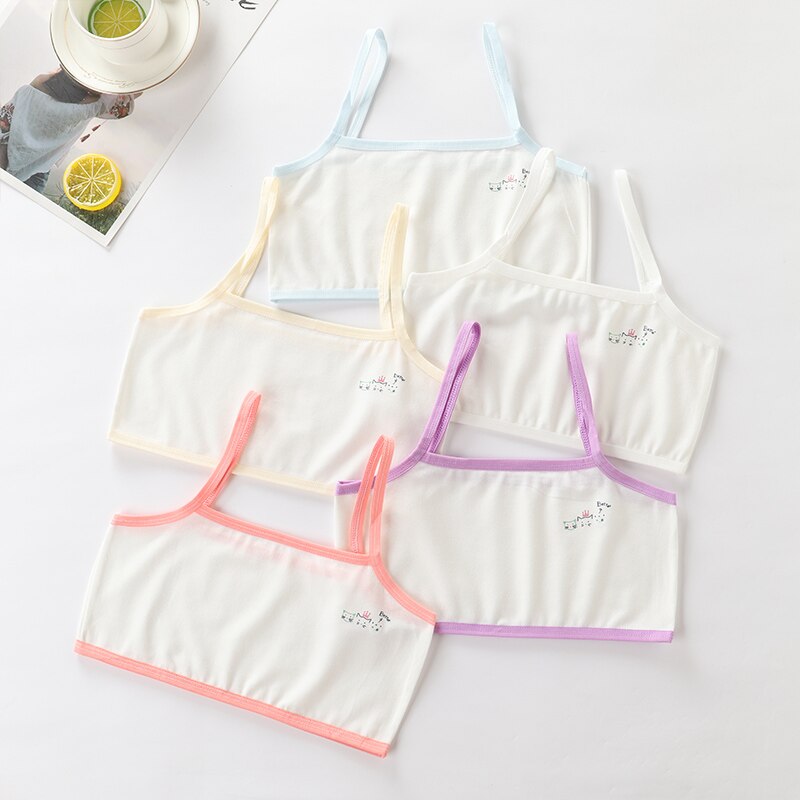 Soutien-gorge Double couche en coton pour enfants, sous-vêtements pour adolescentes de 8 à 16 ans, 5 pièces/lot: 1-20GN036