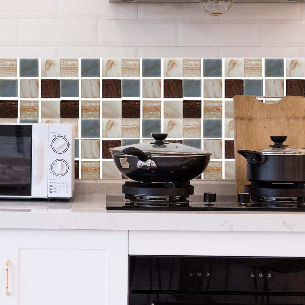 6pcs Tile Mosaics tile stickers Kitchen Bathroom Personality Anti-Tile Stickers наклейки на плитку kitchen countertops #FS23: Multicolor I