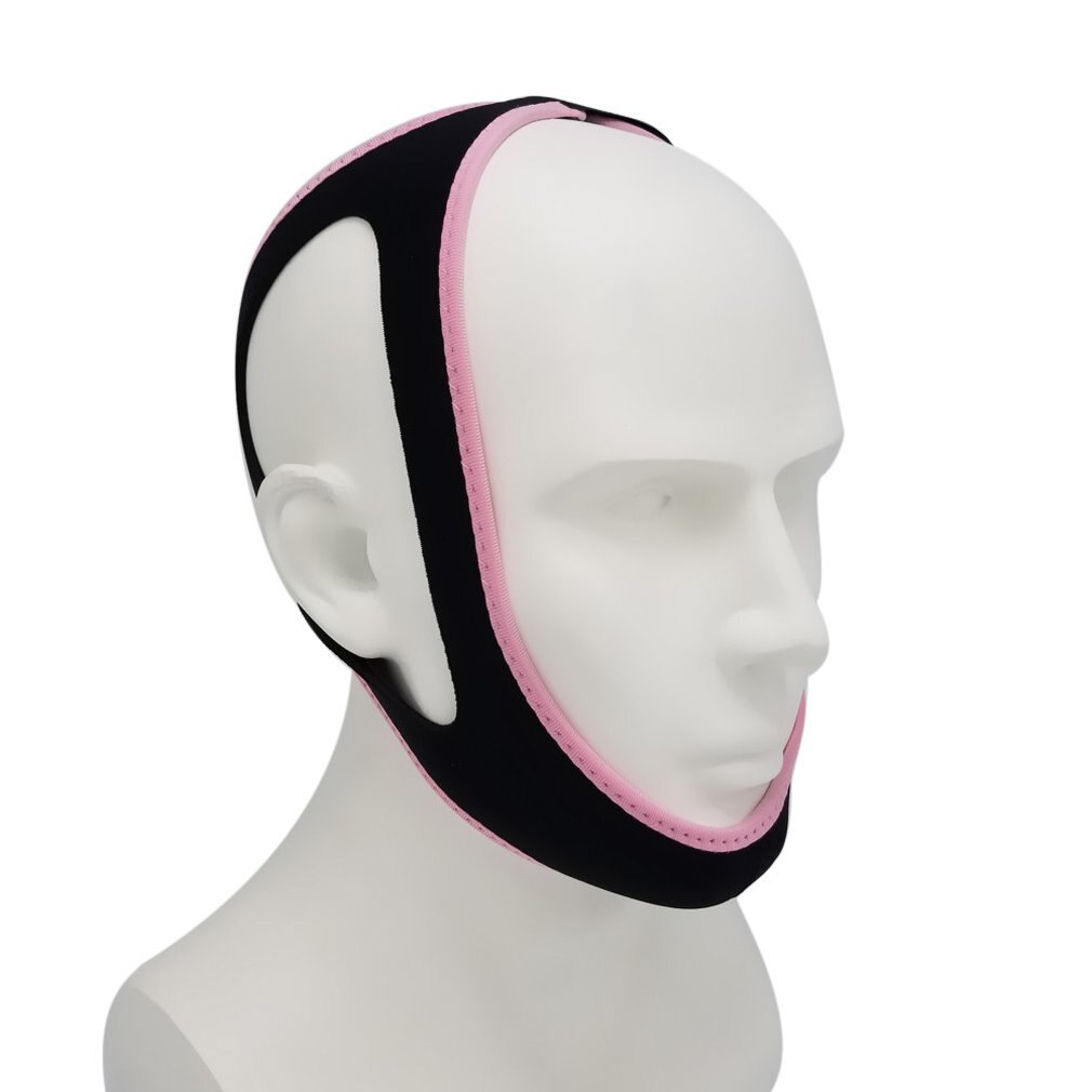 Cinturón de soporte para la Apnea del sueño, correas de soporte para la barbilla para la noche, antirronquidos, correa para la barbilla, herramientas de cuidado para dejar de roncar, belleza de estiramiento facial,: Pink