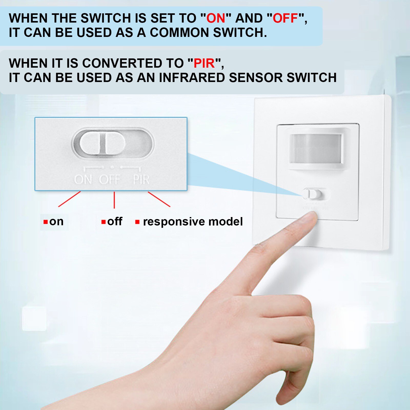 220V switch panel Founder 180 degree Human Body infrared Induction Light Control Adjustable Photosensitive Delay Switch Panel