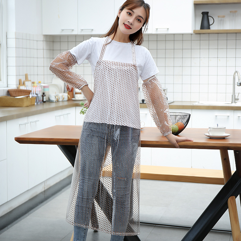 transparent PVC wasserdichte starke schürze aquatische produkt arbeit kleidung küche haushalt frauen Kittel ärmeln anzug