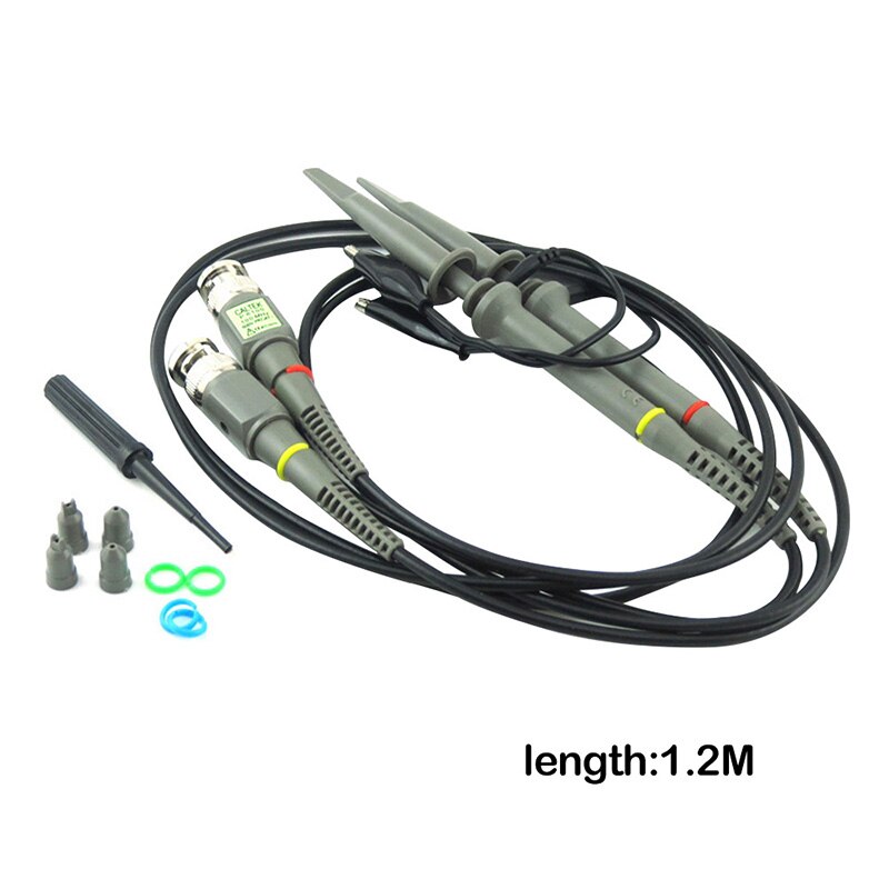 Sonda de osciloscopio P6100, 100MHz, 1X 10X, pinza de cocodrilo, prueba de atenuación de bajo rendimiento pasivo, para Hantek Rigol UNI-T, 2 uds.: 2pcs