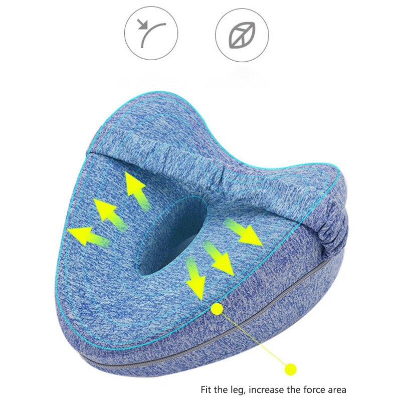 Almohada de espuma de memoria en forma de corazón para las piernas con correa elástica, almohada de espuma en forma de corazón (amarillo)