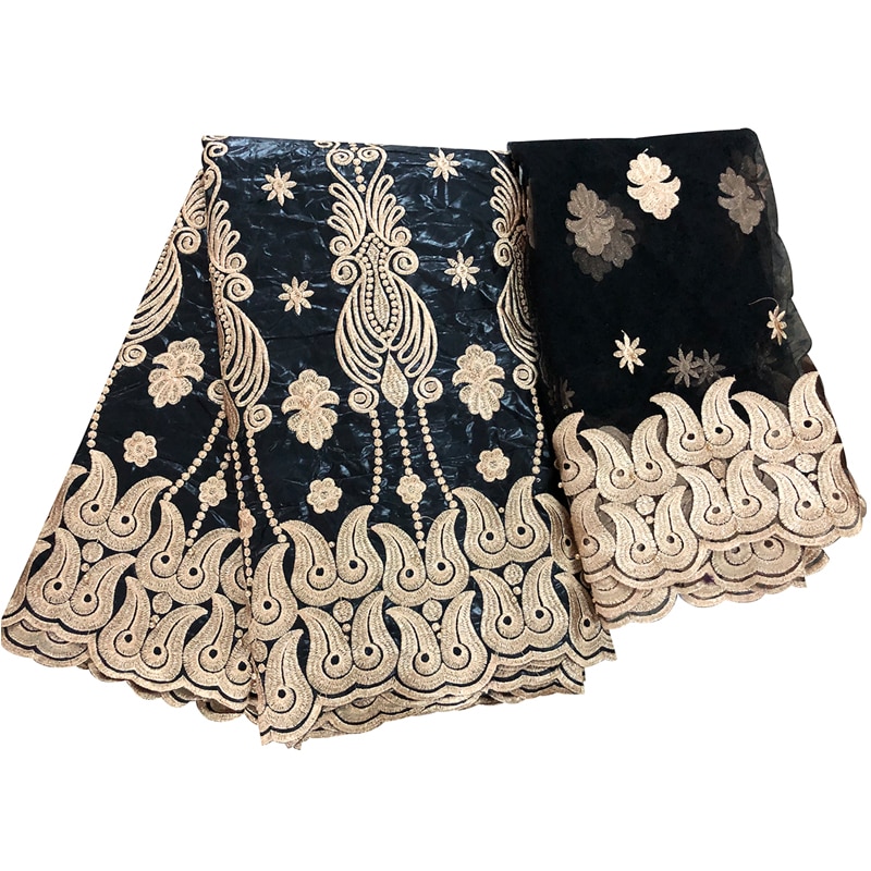 bazin riche getzner african guinea brocade fabric cotton fabrics embroidery tulle fabric gele headtie 5+2 yards/lot