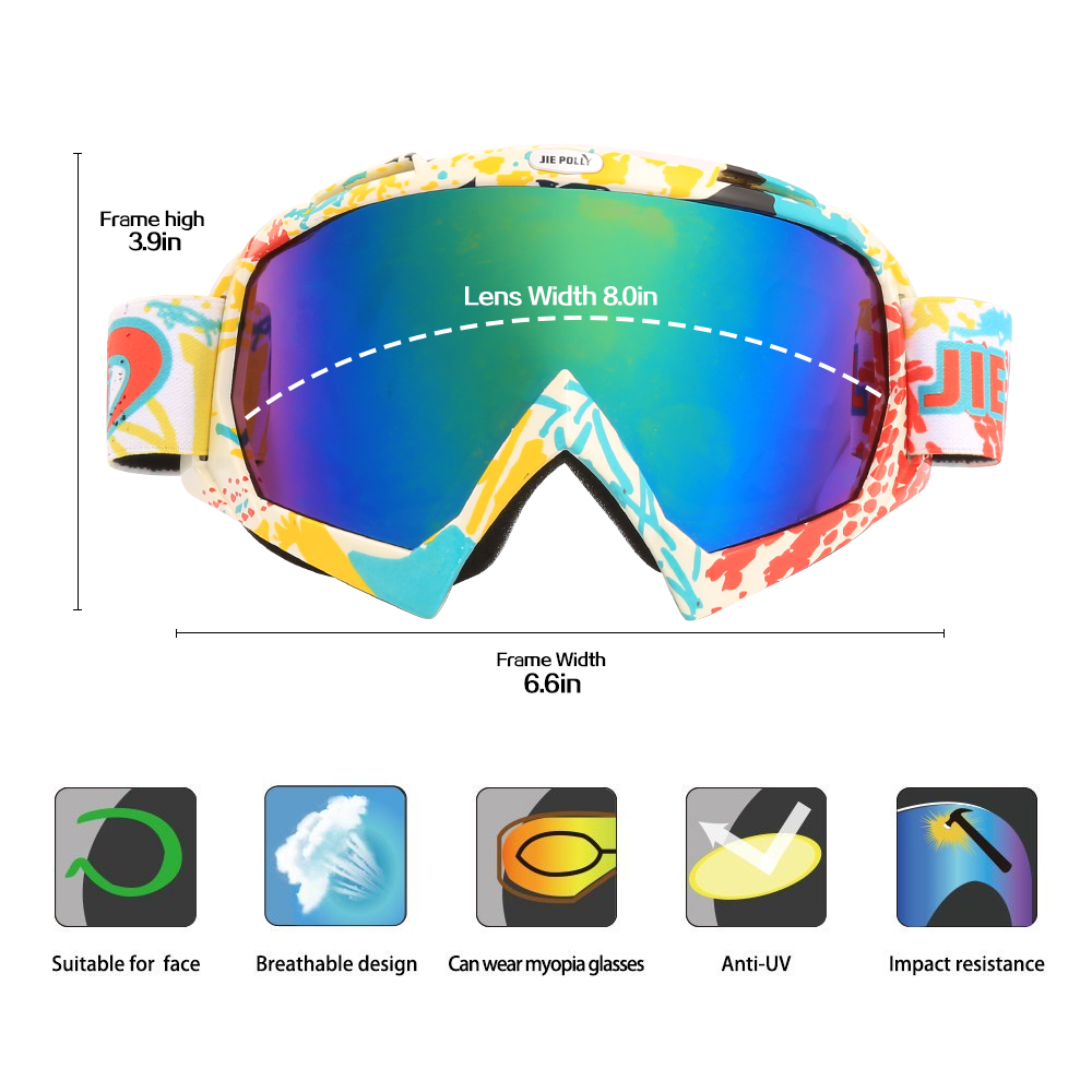 Okulary narciarskie jiepolly, gogle narciarskie, snowboardowe, okulary przeciwsłoneczne robić skuterów śnieżnych, okulary robić jazdy na łyżwach, okulary wielokolorowe, przeciwmgielne