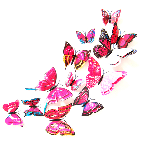 12 Uds pegatinas de mariposa 3D para pared manualidades decoración hogareña pegatinas de pared para sala de estar, dormitorio, cocina, baño, decoración para habitación de niños