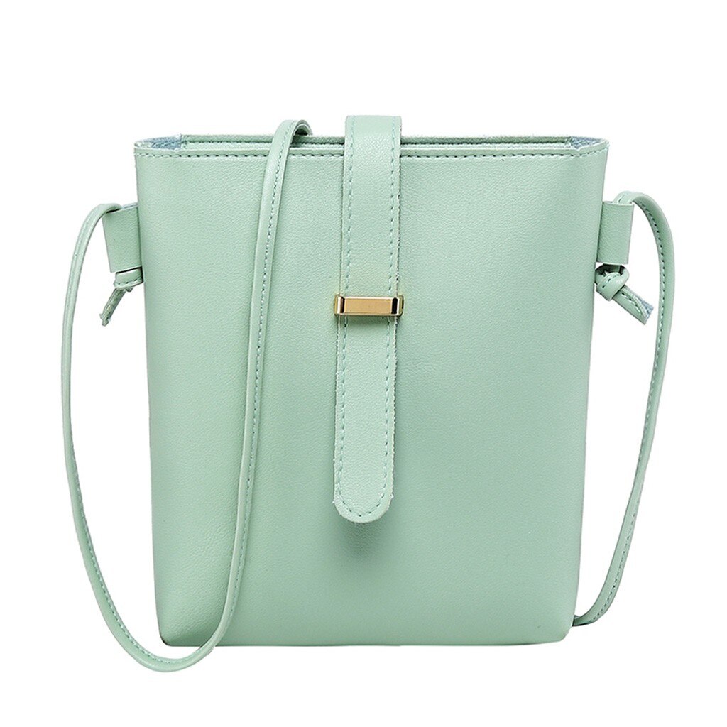 Einfache Eimer Tasche Frauen Strap Messenger Schulter Tasche Handy Handtaschen Weibliche Leder Eimer Haspe Crossbody-tasche: green