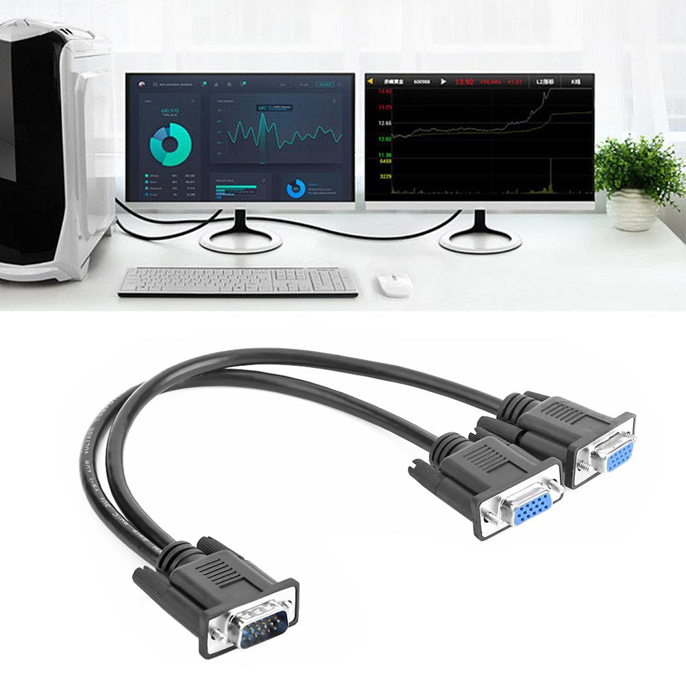 VGA Cable 1 Computer To Dual 2 Monitor Male To Female Wire 15-pin VGA Cable Divided Into Two Stable And Reliable
