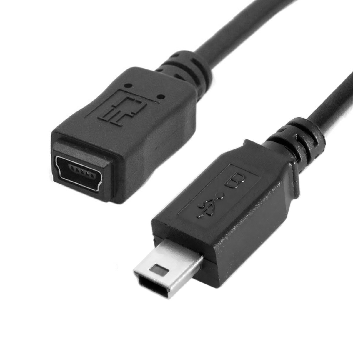 50cm 150cm 2pcs USB 2.0 Hi speed Mini USB 5Pin Male to Female Extension Adapter Cable Black