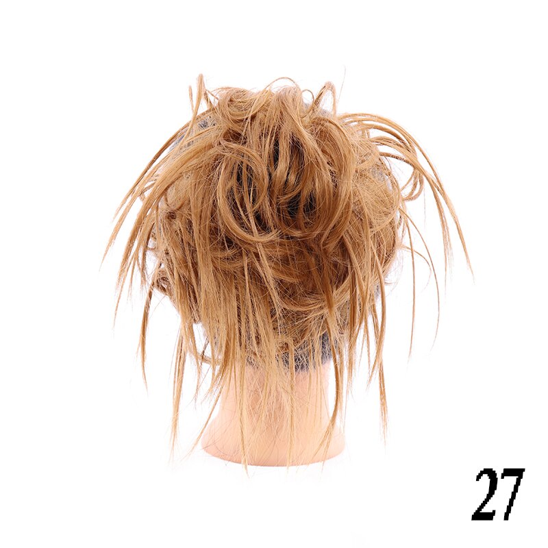 Xuanguang syntetisk rörig chignon munk gary brun färg hår bulle pad elastisk hår rep gummiband hårförlängningar: 27