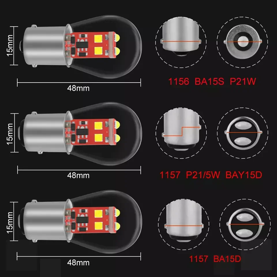 Bil led bau 15s py21w ba15d 1157 fack 15d p21/5w led  p21w ba15s 1156 r5w r10w blinkers bromsljus glödlampor auto lampa 12v